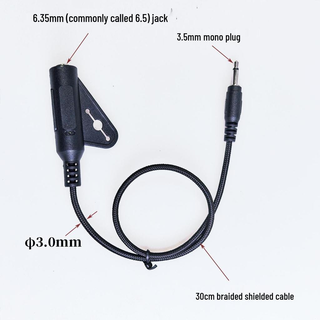3.5mm Male to 6.35mm Female Adapter Cable, 30cm with Mounting Ear for Audio Conversion.
