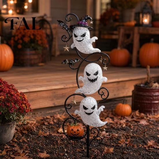 Halloween Courtyard Landscaping Lights Ghost Garden Stake LED Light, Waterproof Ground USB Powered Path Lamp, for Outdoor Yard Lawn Decoration Holiday