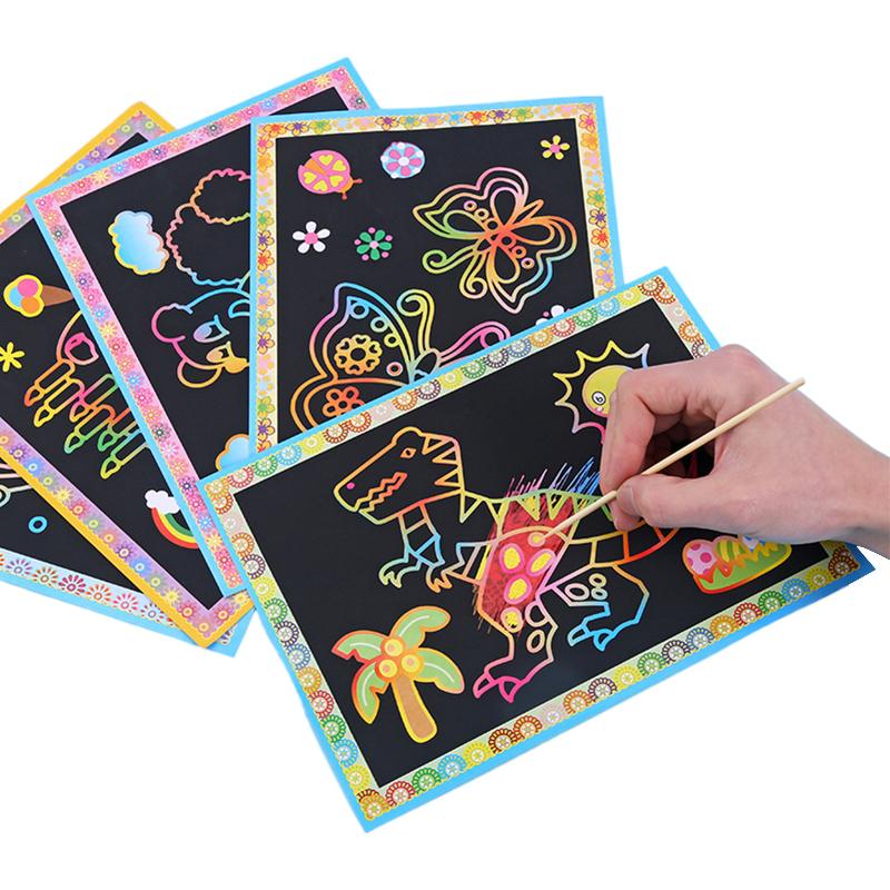 Regenbogen-Rubbelpapier Kinder-Kunstkarten Schwarz DIY Regenbogen-Kunstpapierkarte Neon-Rubbelpapier Weihnachten Neujahrsgeschenk für Kinder
