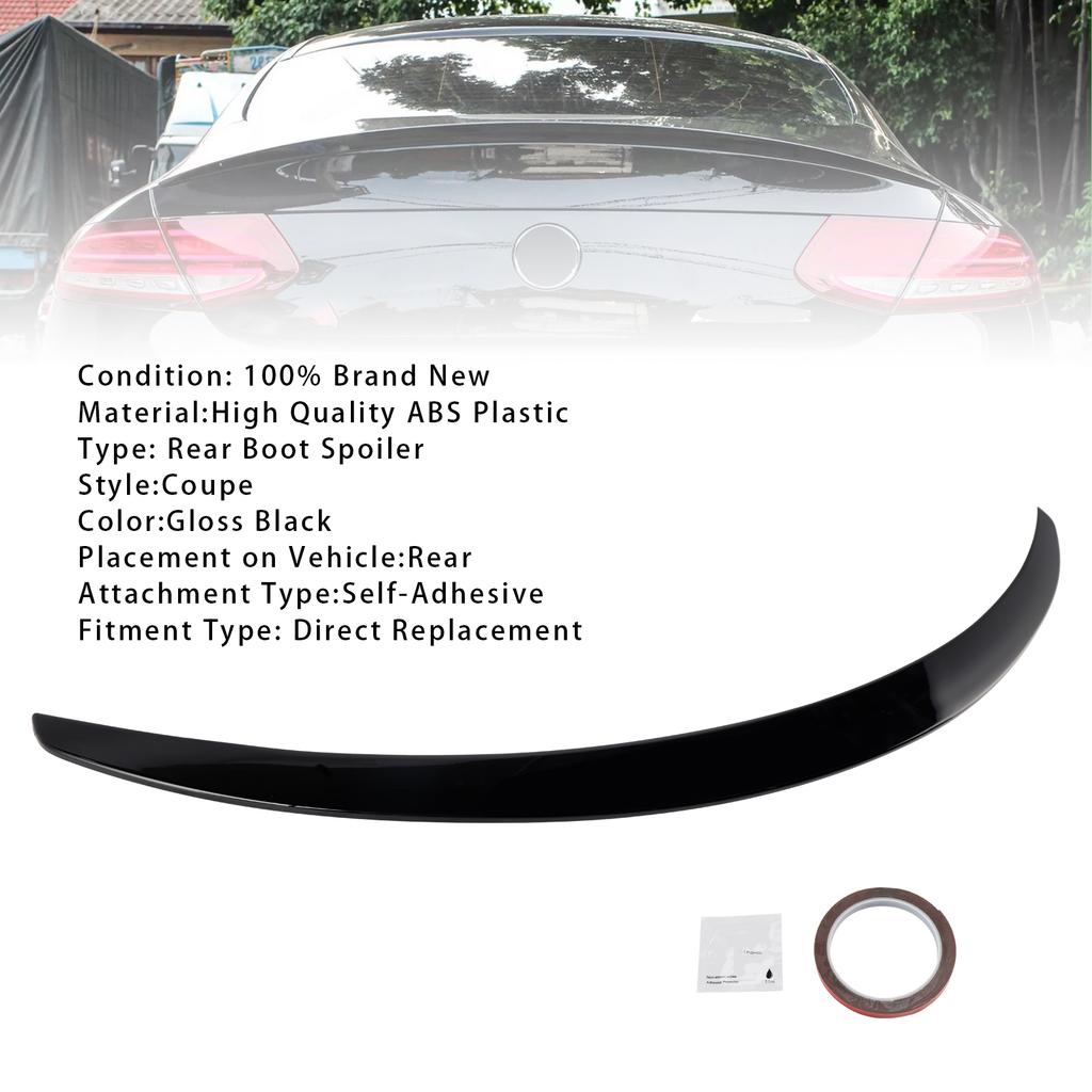 Gloss Black Rear Spoiler For Mercedes-Benz C-Class W205 C205 Coupe 2014-2021