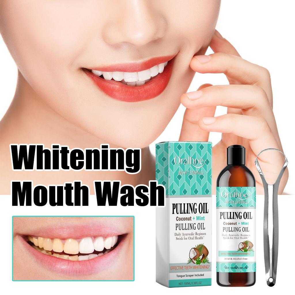100ml+tongue Scraper Coconut Mint Mouthwash For Fresh Breath And Clean Mouth, Giving You Confidence And A Smile