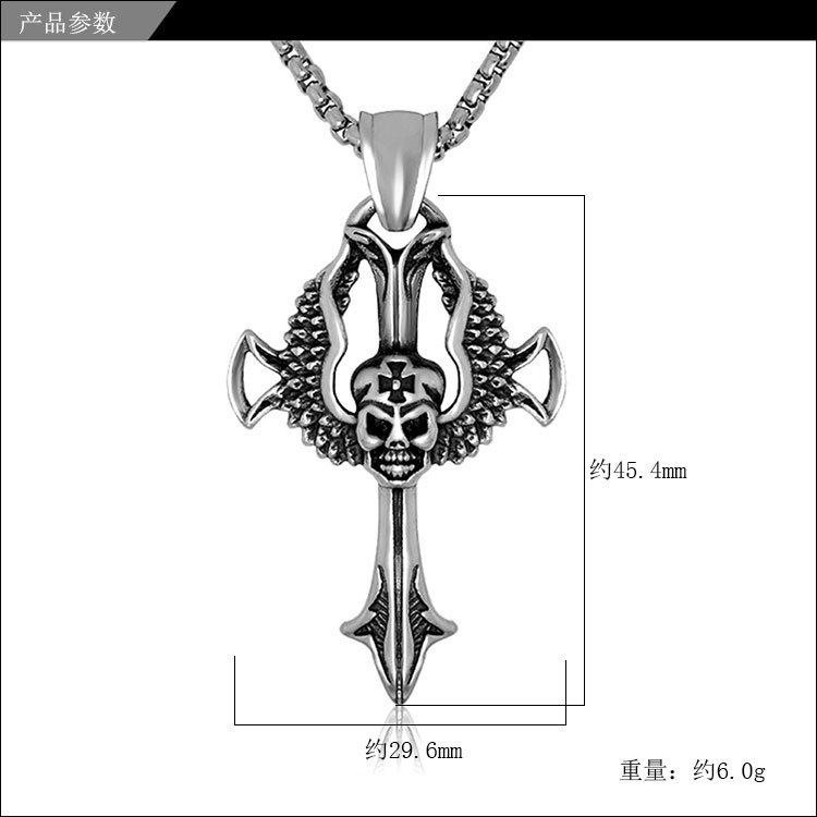 Domineering Titanium Steel Skull Pendant Necklace, Trendy Personality Ghost Head Pendant, Rock Punk Nightclub Accessories SP223