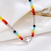 Korean Style S925 Sterling Silver Smiley Face Rainbow Necklace - Niche Beaded Clavicle Chain for Women