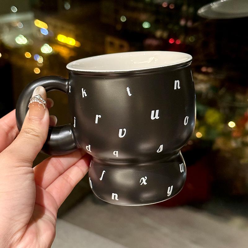 Simple Gourd Letter Goblet Design Ceramic Mug Office Coffee Cup Home Water Cup Souvenir 400ml