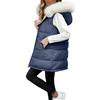 Women's Long Vest Plain Sleeveless Hood Winter Vest Outwear Jacket Lightweight Warm Coat Outerwear