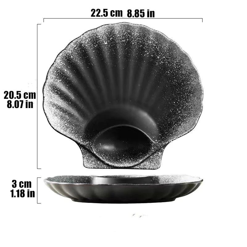 8inch Dark Japanese Style Dinner Plate Under-glazed Ceramic Partition Dinner Dishes Dessert Tray Sushi Dinnerware Microwave Safe