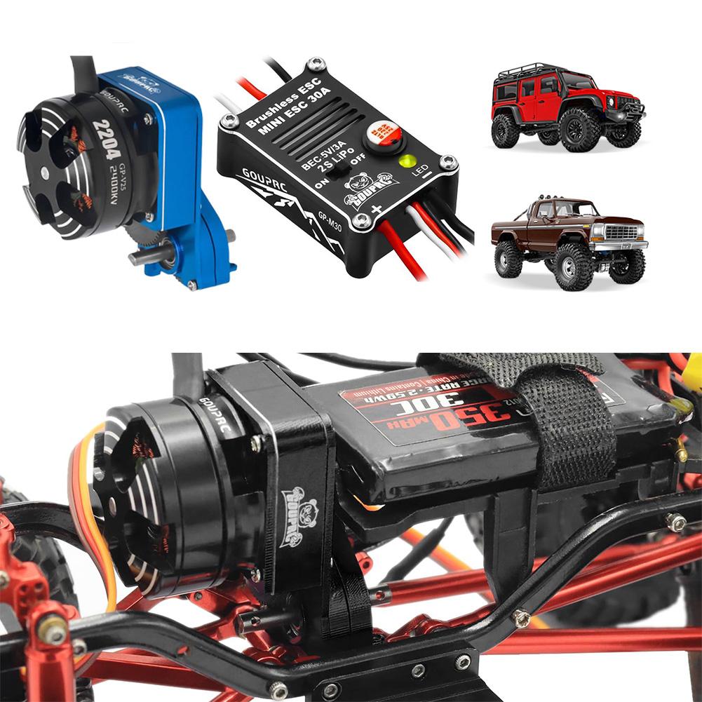 2204 2400KV Brushless Outrunner Motor W/ Transmission & 30A Brushless ESC for SCX24 RC Crawler Axial 1/24 RC Car Truck
