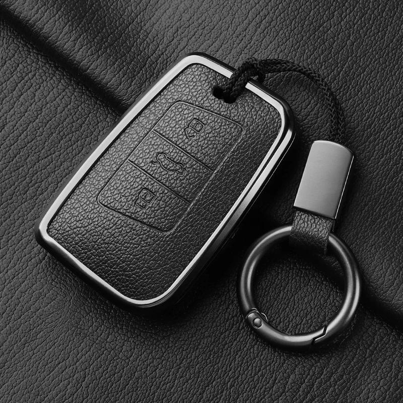 Metal And Leather Car Key Case Cover For Vw Volkswagen Passat B8 Cc Arteon Magotan Gte Skoda Fabia Superb A7 Kodiaq