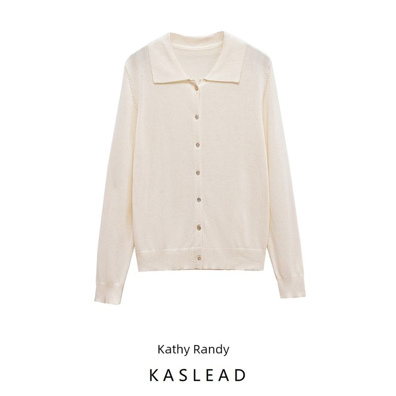 Kaslead New Women clothes Western Style Fashion Plain Stitch Simple and Comfortable Polo Cardigan 2142094