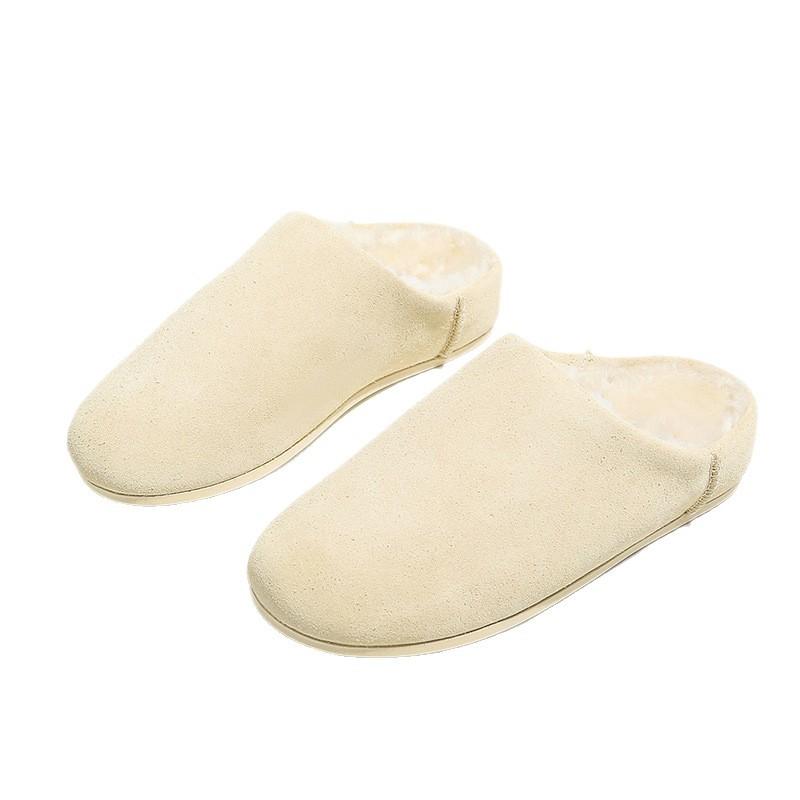 Thick-soled Fur Integrated Wool Shoes Women's 2025 Autumn and Winter New Bag Head Half Slippers Casual Warm Non-slip Cotton Shoes