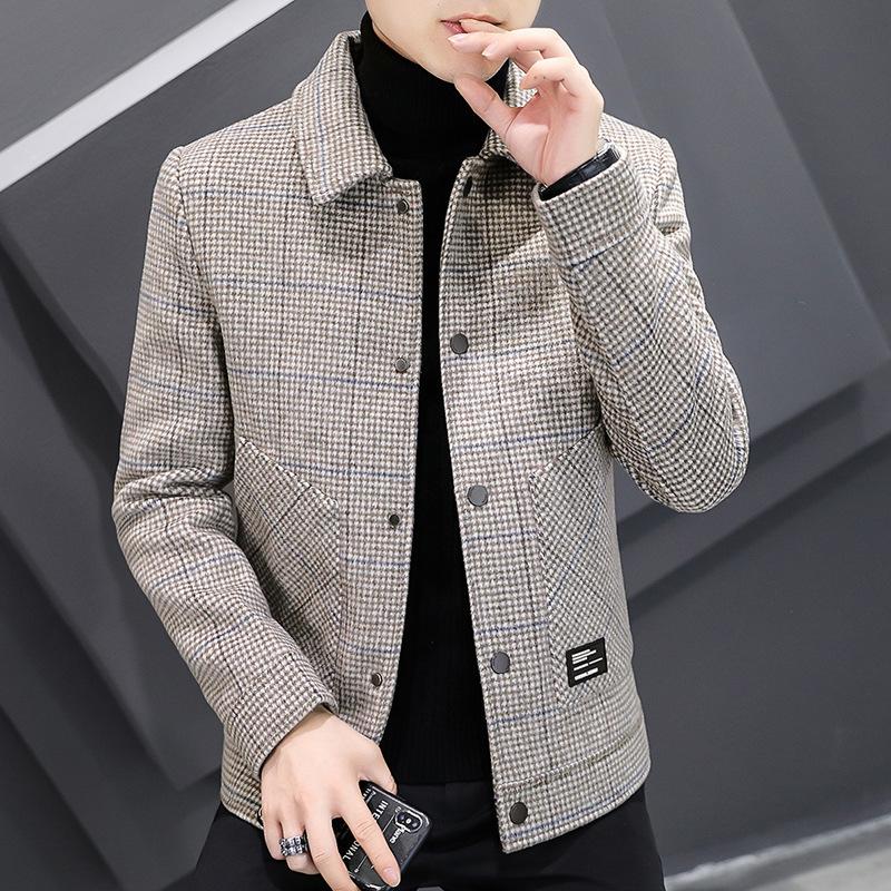 

Новое осенне-зимнее шерстяное полупальто мужская куртка корейский стиль повседневная красивая тонкая мужская ветровка мужская модная