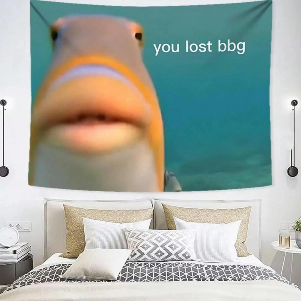 1 You Lost Bbg Meme Tapestry Single Sided 2D Print Funny Wall Hanging For Bedroom Living Room Dorm Game Room Decor Playful Gift
