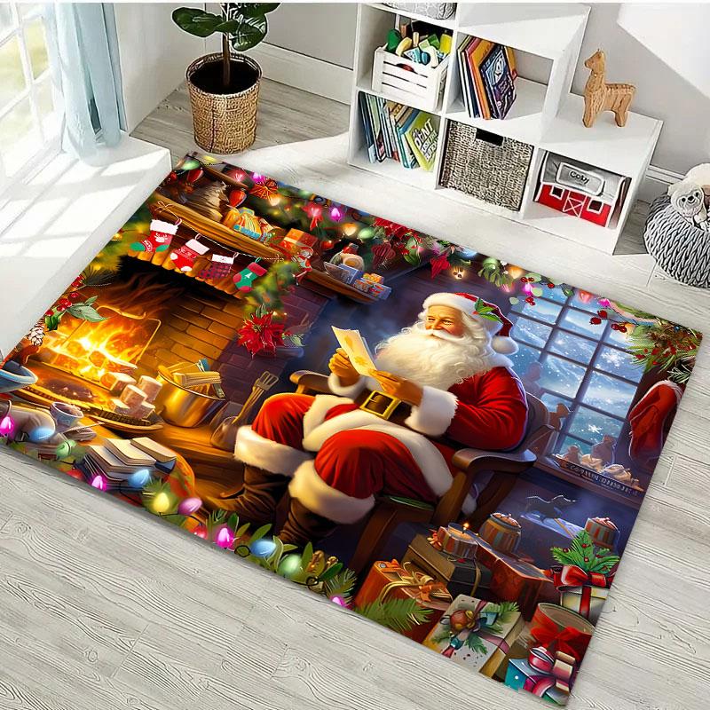 3D Christmas Cartoon Carpet, Living Room Bedroom Home Decor Carpet Garden Lawn Carpet Kitchen Kids Bedroom Mat Christmas Present