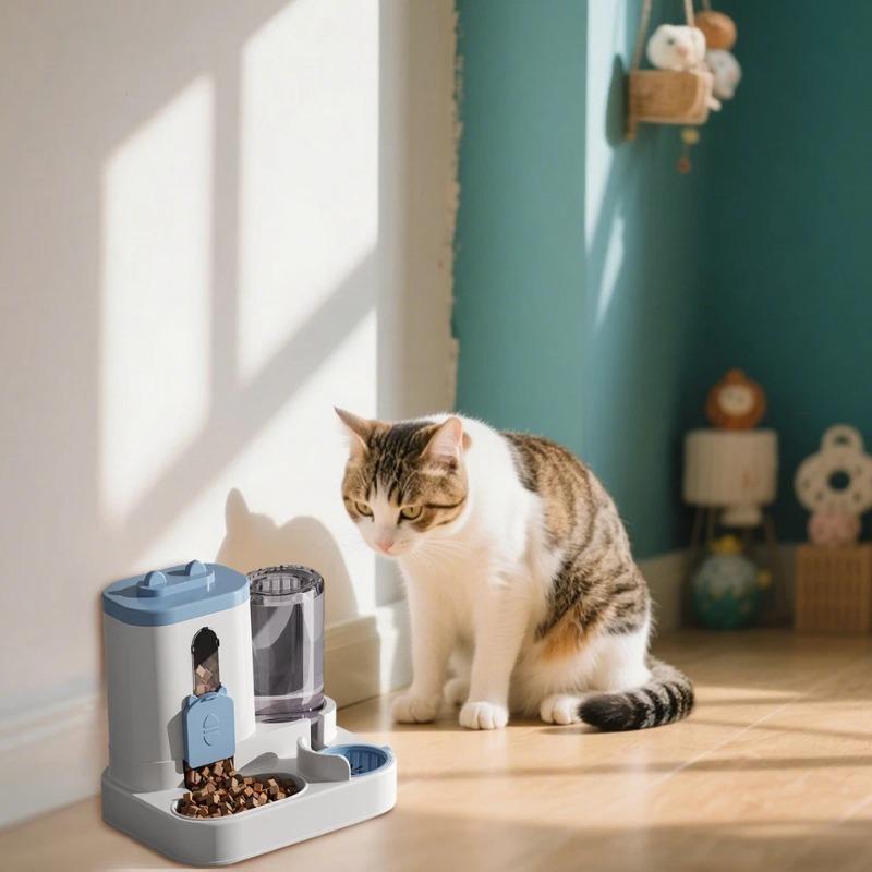 Automatic Dog Cat Feeder and Water Dispenser Gravity Food Feeder and Waterer Set with Pet Food Bowl Universal Pet Products