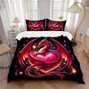 3pcs Dragon Embracing a Heart Print Cover Set Ultra Soft, Breathable, and Comfortable Bedding with Stylish Design for Bedroom and Guest Room Deco