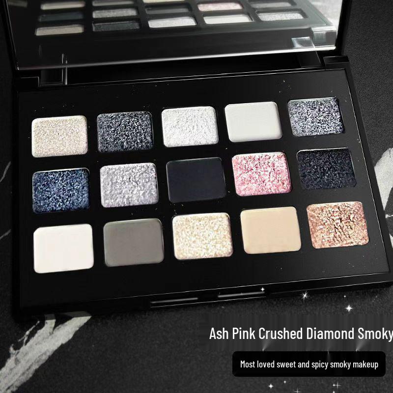 Kappel Dark Knight 15-Color Smoky Eyeshadow Palette - Deep Black & Gray Tones for European & American Makeup