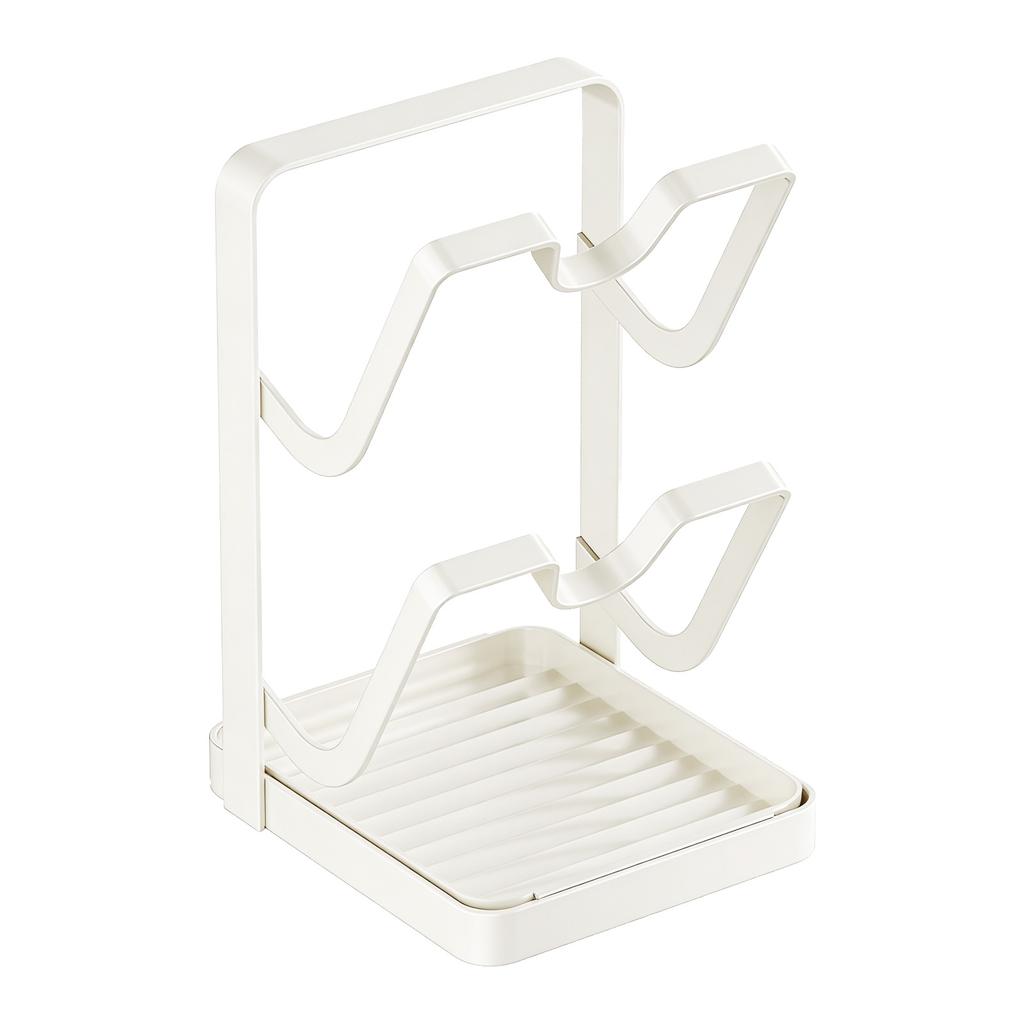 Countertop Pot Lid Organizer with Drip Tray and Spoon Rest Kitchen Pot Lid Organizer Stand for Cooking Lids and Utensils
