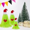 3 Pcs Green Furry Christmas Tree Decoration Fuzzy Elf Xmas Tree Tabletop Decor Soft Faux Fur Table Centerpiece for Living Room Home Kitchen Desk Decor