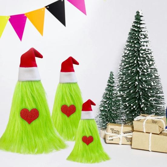 3 Pcs Green Furry Christmas Tree Decoration Fuzzy Elf Xmas Tree Tabletop Decor Soft Faux Fur Table Centerpiece for Living Room Home Kitchen Desk Decor
