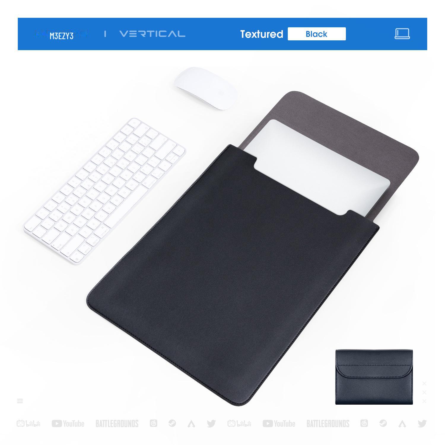 

Немагнитная кожаная сумка для ноутбука Apple M2, Huawei, Lenovo Xiaoxin и планшетных компьютеров. 13/13.3/14 inches + Power Pack чёрный