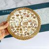 17cm Vietnamese Handwoven Rattan Mat, Round Natural Table Pad for Hot Cups, Boho Kitchen Desktop Decor
