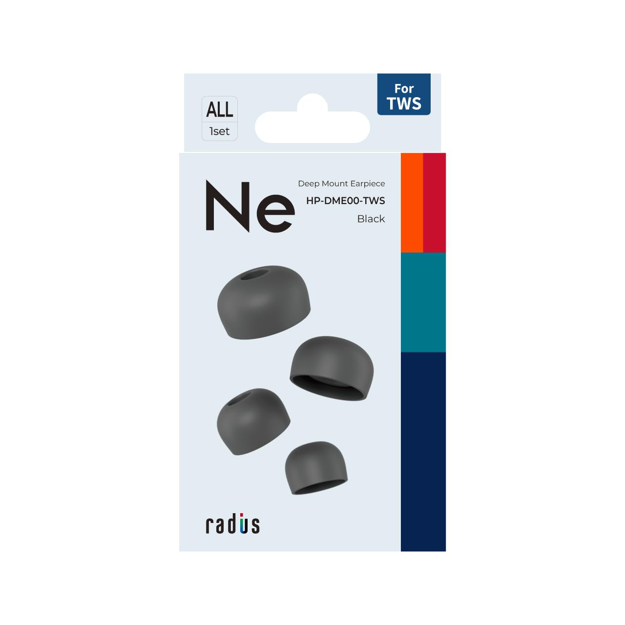 

Radius Deep Mount TWS Eartips HP-DME00K-TWS All Sizes Black Superior Fit Enhanced Bass High Sound Isolation Set