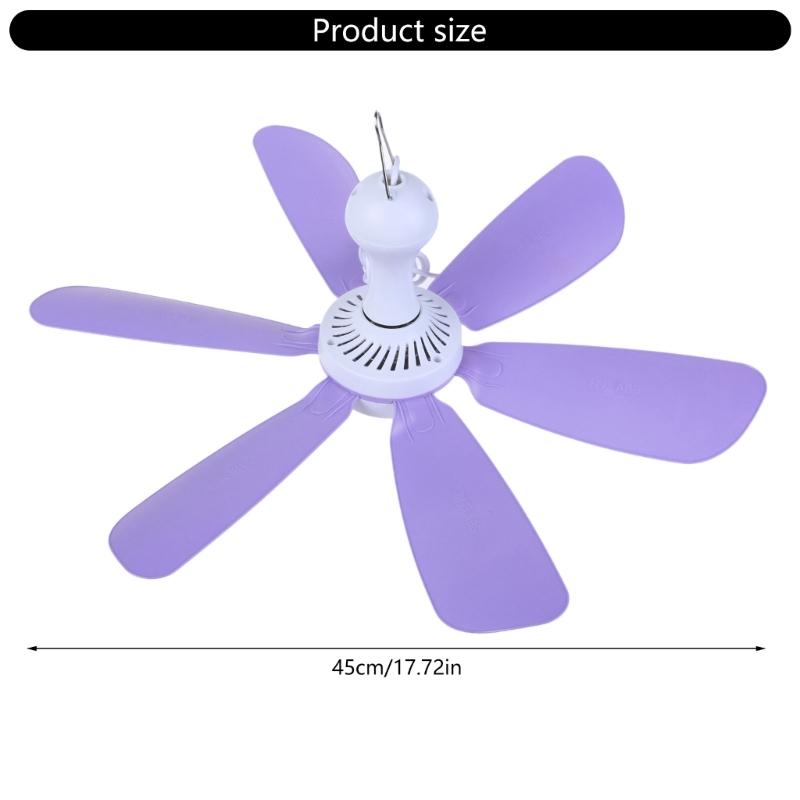 Rechargeable Hanging Fan 17.7inch Portable Cooling Device 4 Adjustable Speeds Timers Function USB Operated Indoor Outdoor