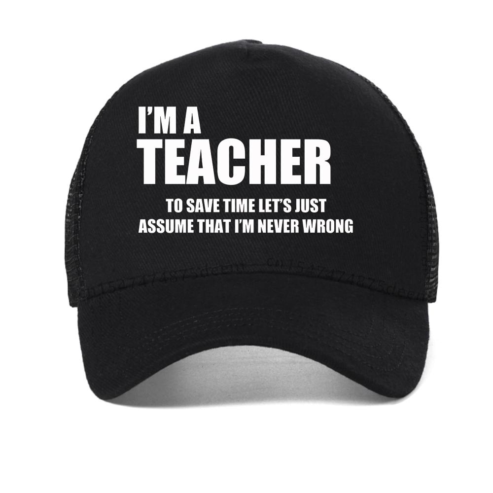 Fashion Harajuku I'm A Teacher To Save Time Print baseball caps Casual Women mesh Snapback hats adjustable mesh trucker hat