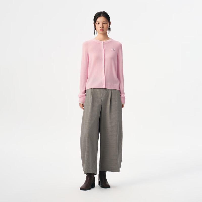 Women's Round Neck Long Sleeve Wool Knit Cardigan