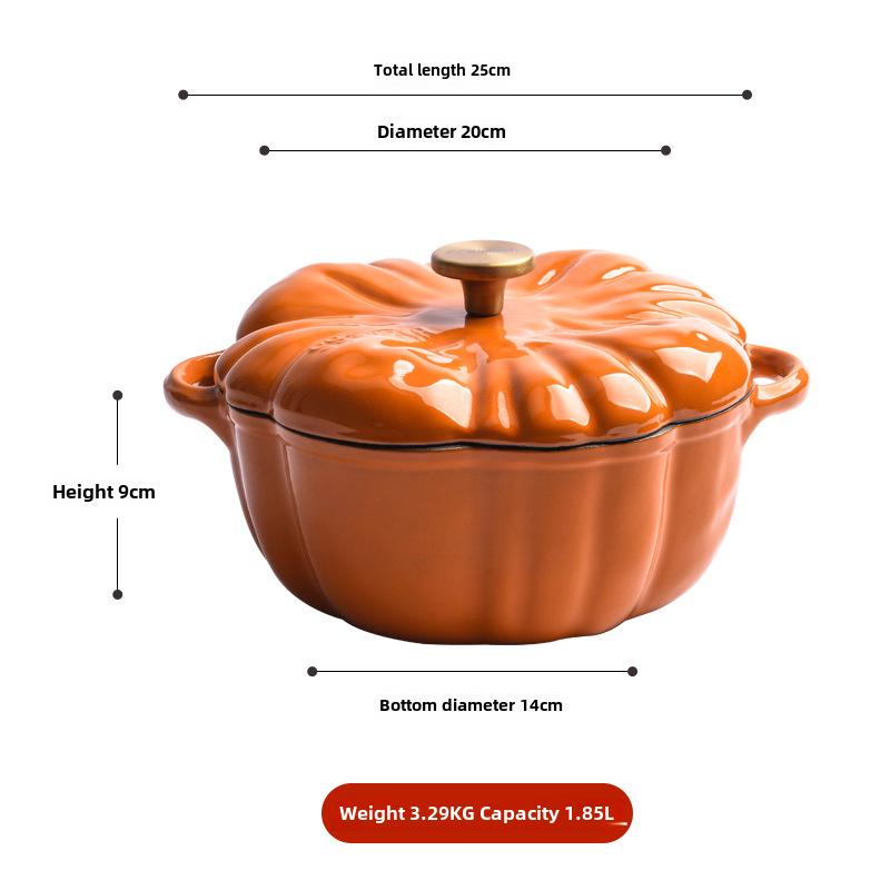 Little Happiness Multi-Function Cast Iron Pumpkin Enamel Pot - Stew, Soup, Universal Induction Cooker