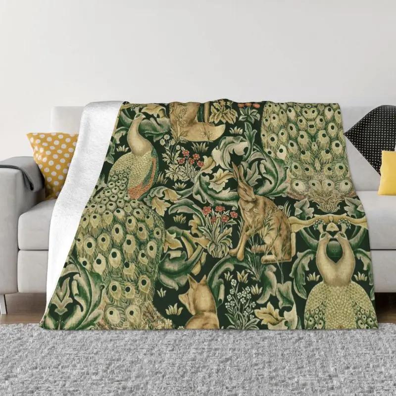 William Morris Deer Throw Blanket Sofa Fleece Warm Flannel Textile Pattern Blankets for Bedding Car Couch Bedspreads