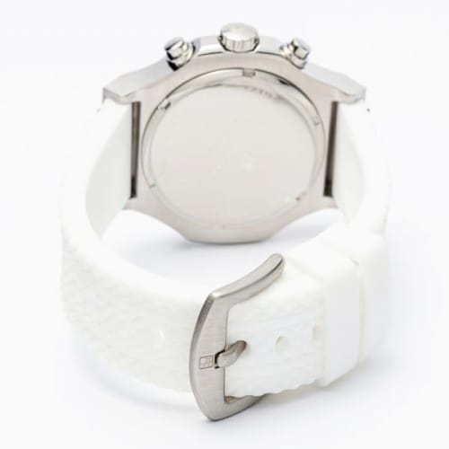 Authentic Salvatore Marra Wristwatch, SM23106-SSWHWH, 5 ATM Water Resistant, Chronograph, Date Display, Rubber Strap, SSWHWH