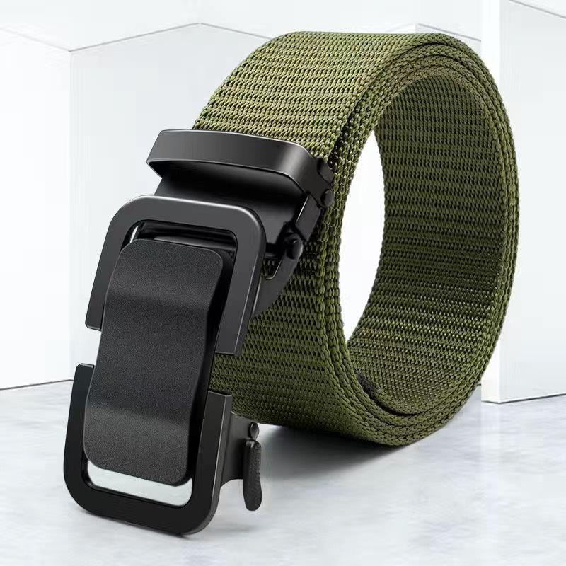 Men's Durable Automatic Buckle Canvas Belt - Wear-Resistant Nylon, Versatile Casual Style.