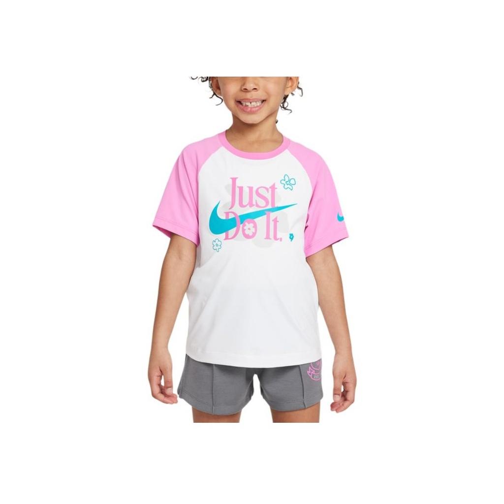 Nike Wildflower Raglan Sleeve Round Neck Short Sleeve T-Shirt Kids Tops Fun-Pink II3528-675