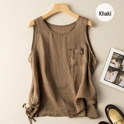 Linen Cotton Suspender Vest: Women's Loose Summer Base Layer Top