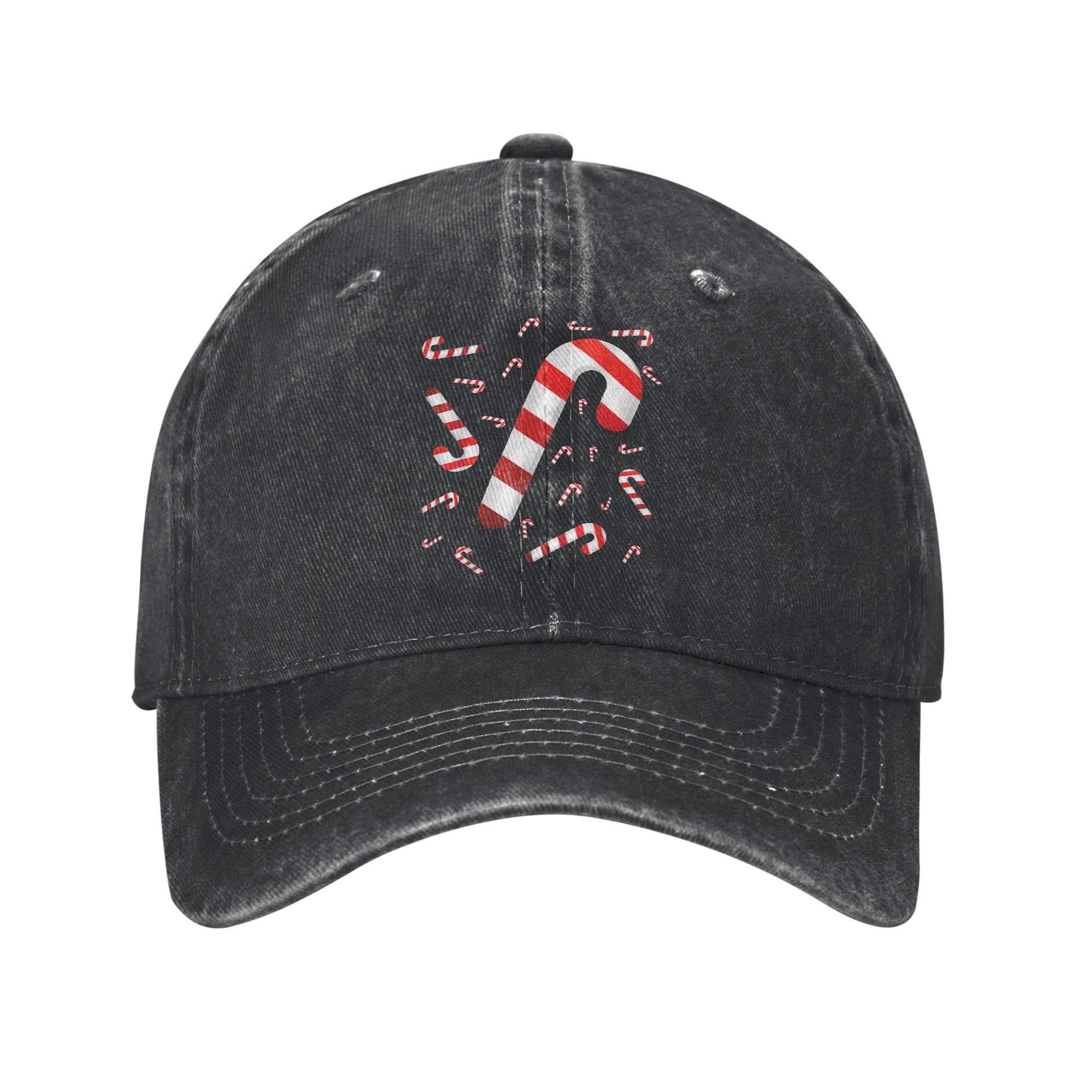 Candy Cane Merry and Bright Red and White Candy Washed Baseball Cap Y2k Funny Sun Trucker Hat Summer Unisex Unisex Baseball Caps One Size