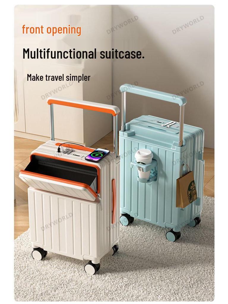 Front-Opening Wide Handle Multifunctional Student Travel Trolley with Universal Wheels