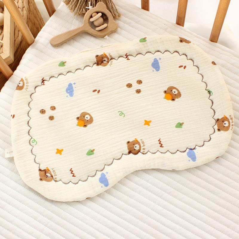INS-style Newborn Baby Gauze Cloud-shaped Pillow U-shaped Cotton-filled Pillow, Baby Pillowcase, Anti-spit-up Mat, Flat Pillow