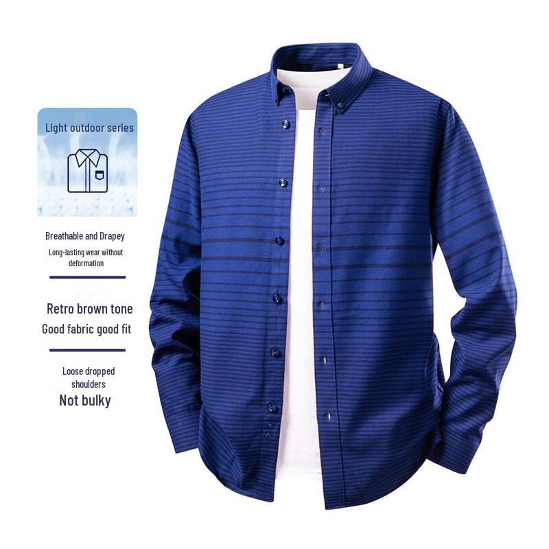 SHANSHAN Men s Cotton Blend Lapel Collar Casual Shirt L