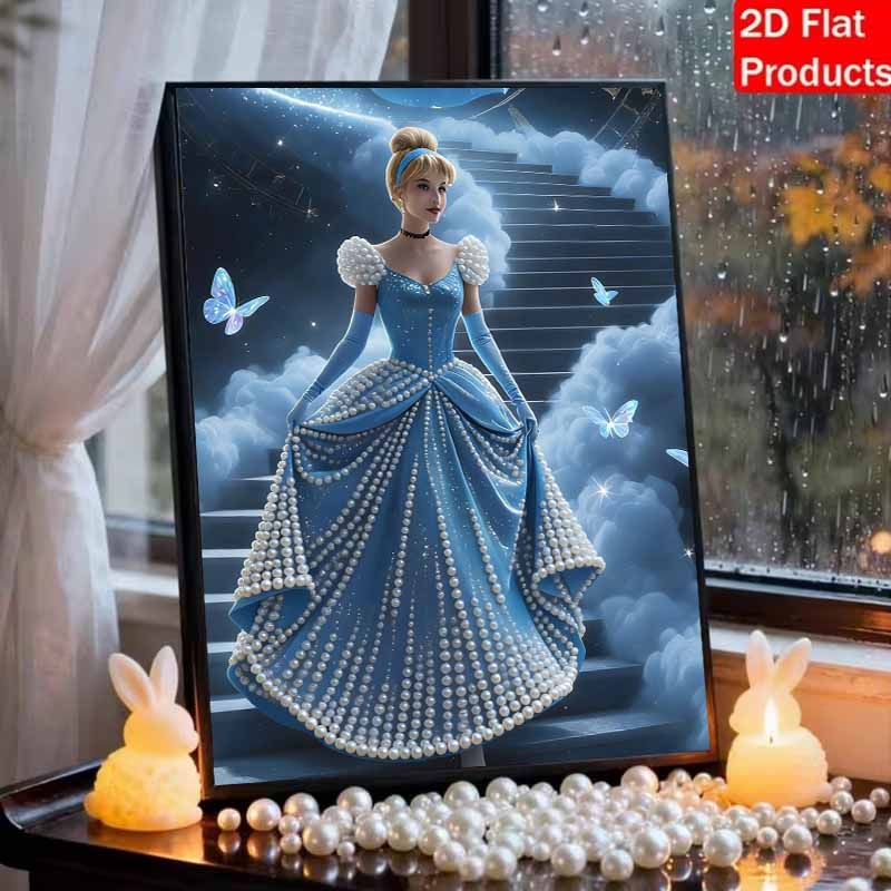 Disney Pearl Painting Set Cinderella On The Cloud Staircase Exquisite and Sparkling Artwork Perfect for Home Wall Decoration and Handmade Gifts