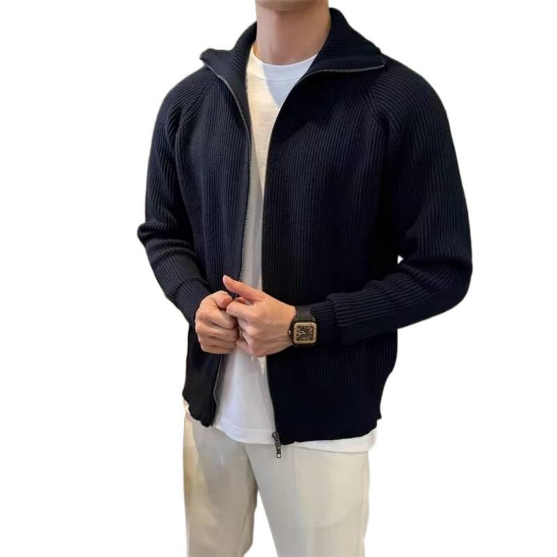 Men's Retro Loose-Fit Zipper Knit Pullover Sweater