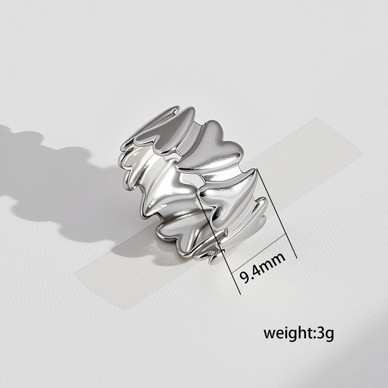 

Personality Stainless Steel Heart-Shaped Irregular Open Rings for Women Simple Metal Waterproof Adjustable Ring Design Zircon медный