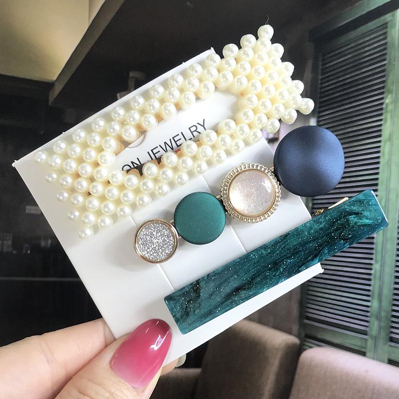 Fashion Hair Pins Side Clip Set Sweet Acrylic Waterdrop Hair Barrettes For Women Girls Korean Geometric Hair Accessories Jewelry