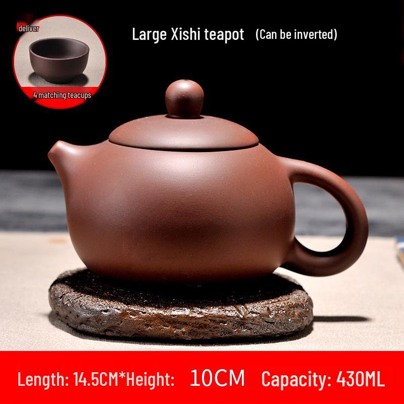 Yixing Large Capacity Purple Clay Teapot with Tea Cup Set for Home Use, Single Pot Kung Fu Tea Set.