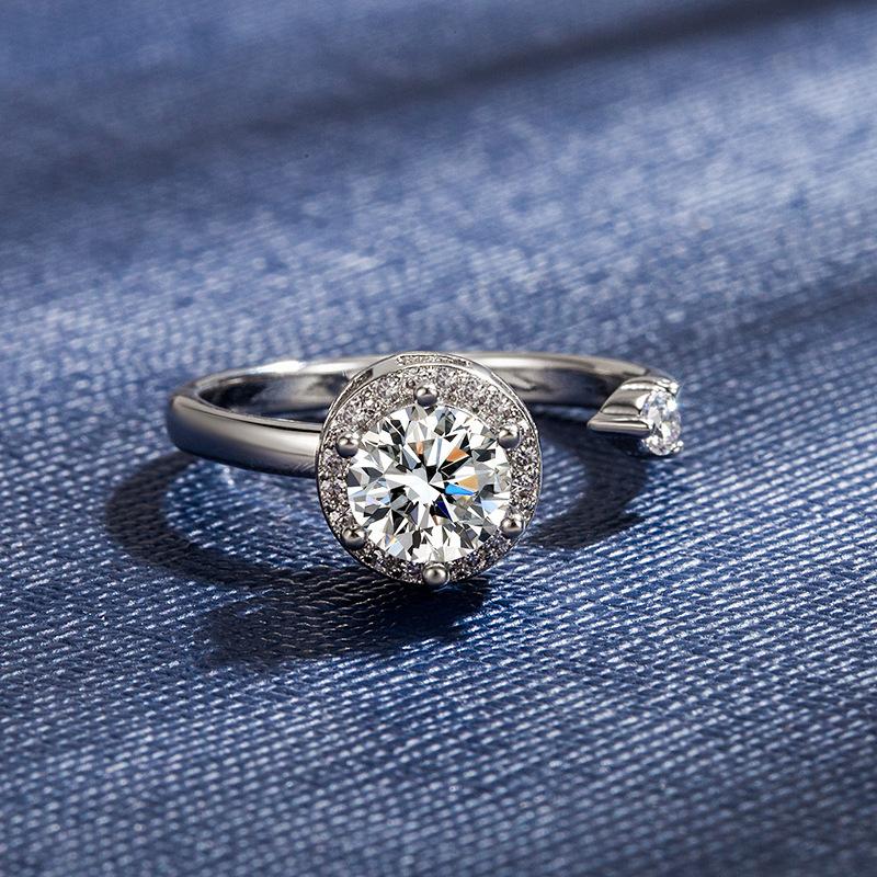 New Cute Copper Plated Real Gold Women s Ring Rotating Open Exquisite Geometric Jewelry White gold color【Openin