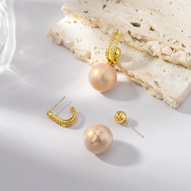 Elegant Multi-Wear Pearl Earrings Women Vintage French Chic Minimalist Studs With White Or Pink Imitation Pearls