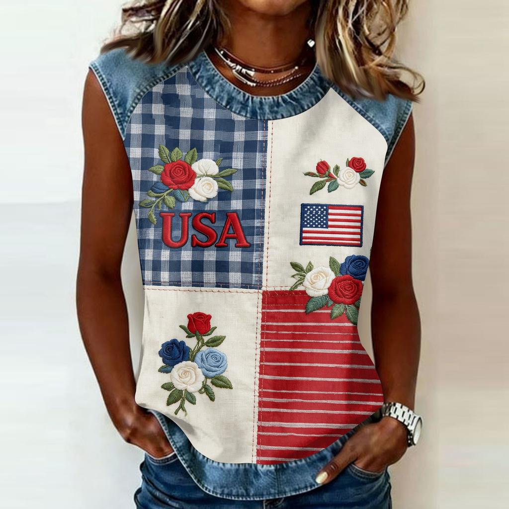 Camiseta informal de manga larga para mujer con cuello redondo y estampado