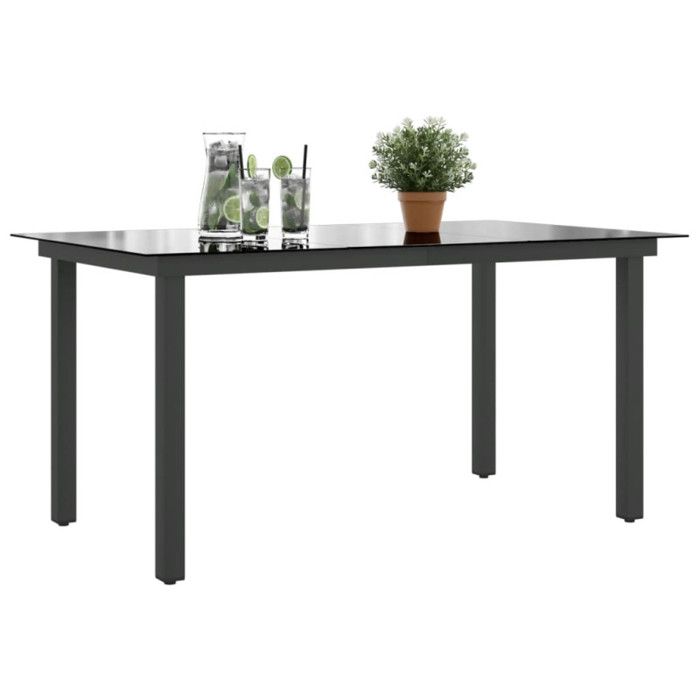 VidaXL Garden Table Black 150 X 90 X 74 Cm Aluminium and Glass