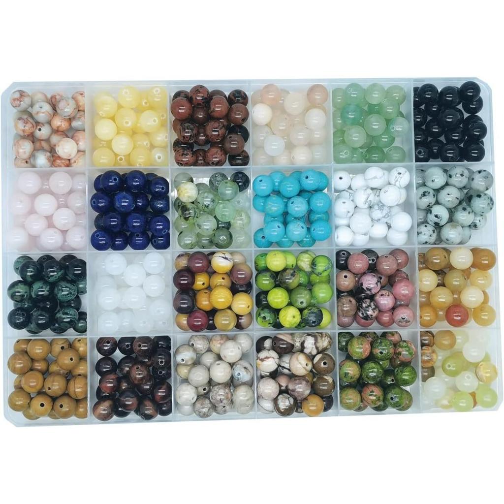 Multi colored 8mm stone beads, natural stone, round beads, handmade DIY production, bead bracelet material, set
