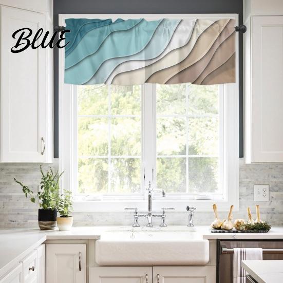 Blackout Curtain Valance Rod Soft Wave Sunshade Color Ocean Windows Gradient Decorative Aesthetic Pocket Window